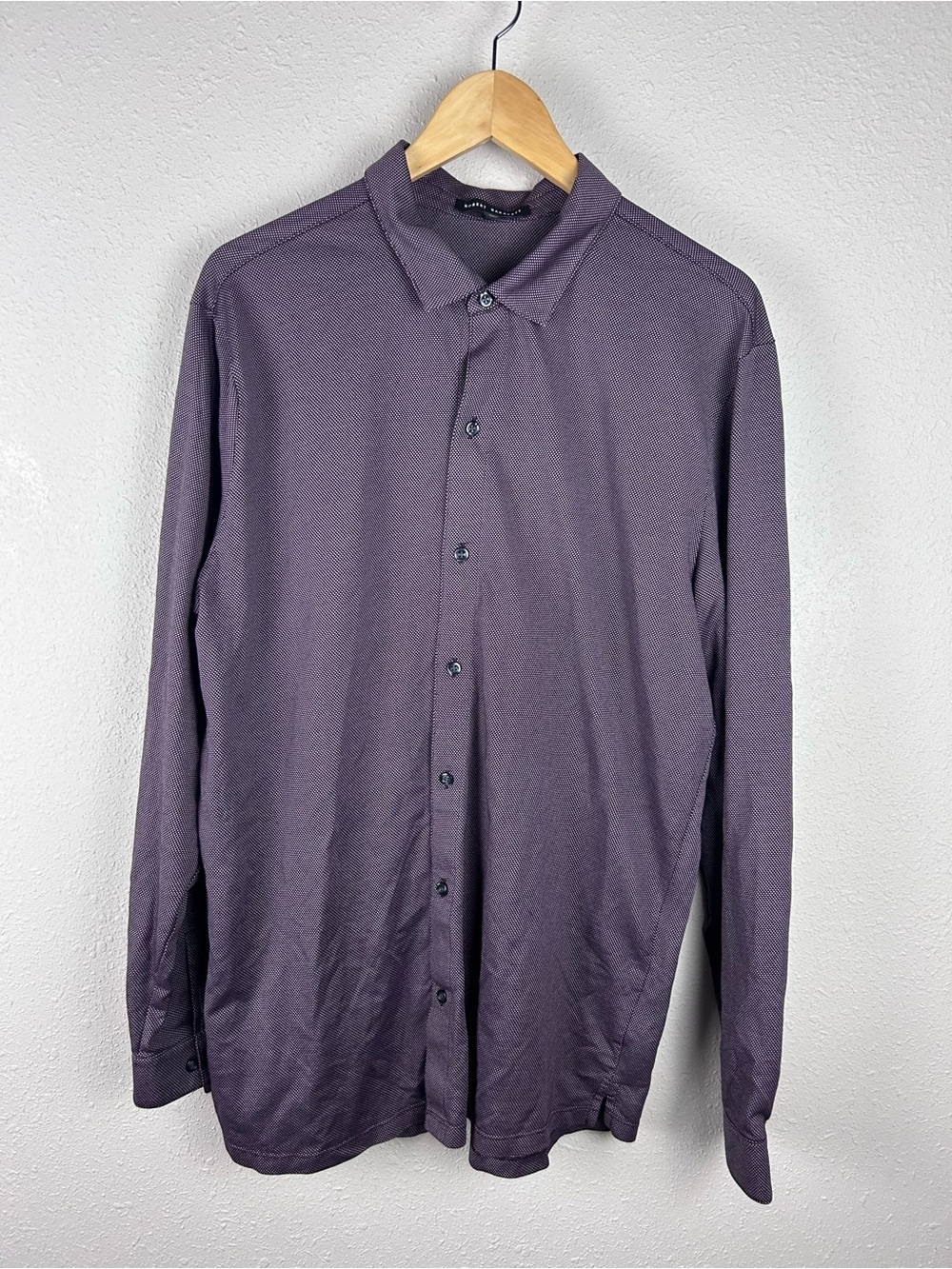 Robert Barakett Men's Long-Sleeve Sleek Purple Button Down Shirt, XL
